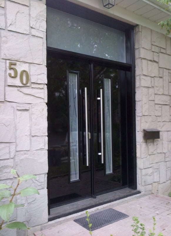 46_black metallic paint on steel door North View Canada